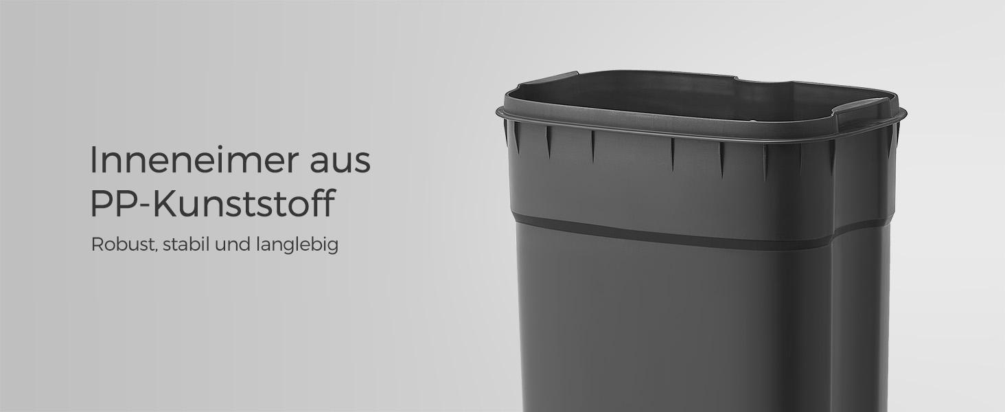 Відро для сміття SONGMICS 30 л, сталеве, з м'яким закриттям, з внутрішнім відром, чорне