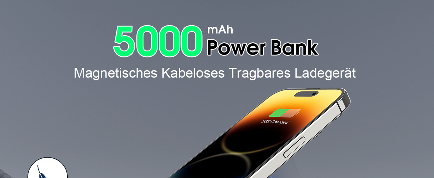 Power Bank Dbasne Магнітний 5000mAh з PD 20W та QC 3.0 для iPhone 16/15/14/13, USB-C, чорний