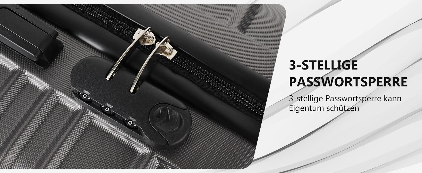 Великий валіз з ABS пластику на колесах, Trolley, валіз для подорожей з 4 колесами (360°), кодовий замок з 3 цифрами та телескопічний ручка з алюмінію (XL – 95л, Темно-сірий)