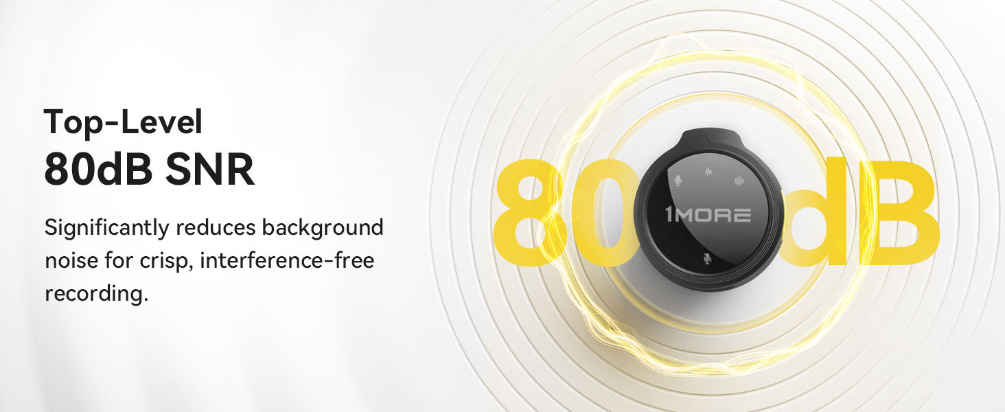 Мікрофон-лапка 1MORE бездротовий (2TX + 2 RX + кейс) для iPhone/Android/PC, шумозаглушення, 48kHz/24-Bit, 100м, 18год, відеозйомка, Vlog