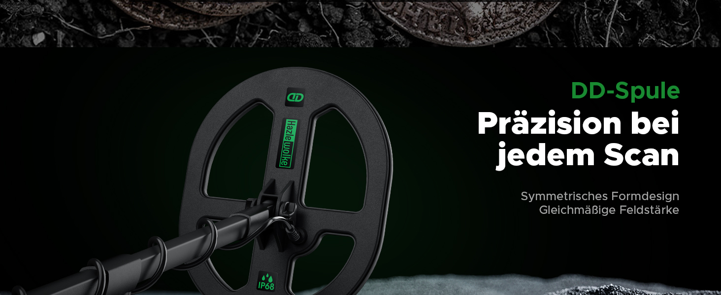 Металошукач Profi з водонепроникною котушкою 11'' DD, глибина виявлення 12''/30 см, висока чутливість до золота, 5 професійних режимів, Pinpoint для срібла