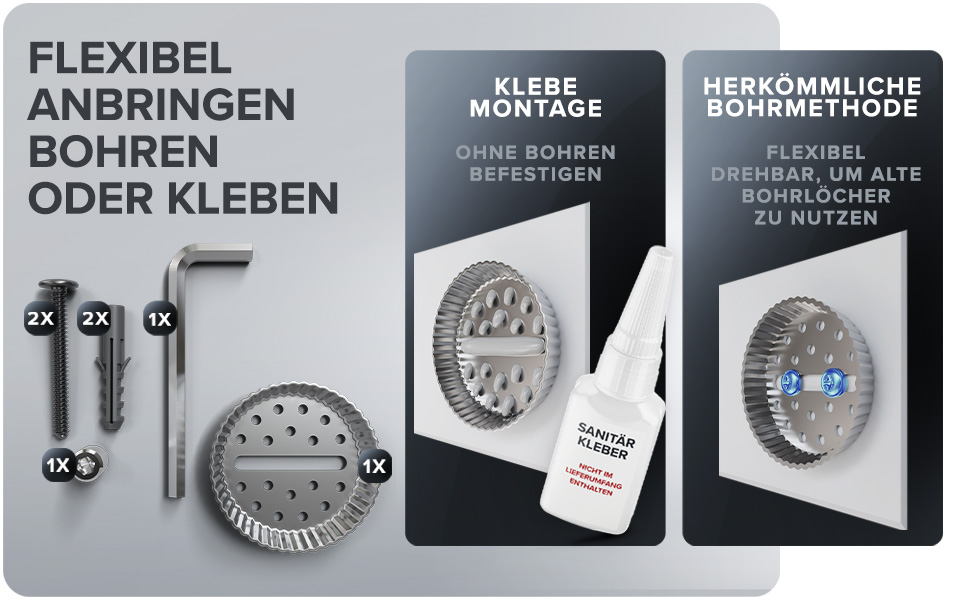 Набір для чищення унітазу Ovimar Finnkona з кріпленням на стіну без свердління | Силіконова щітка для унітазу з вентиляцією | Виготовлена з порошково-пофарбованої нержавіючої сталі | Змінний насадка для унітазу (золота)