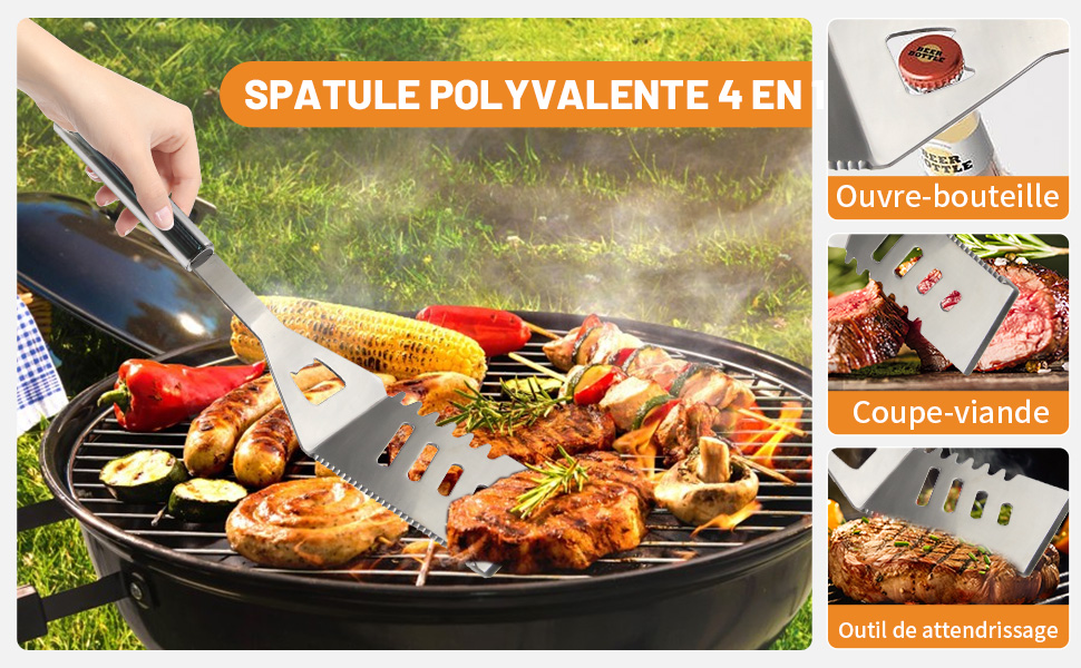 Набір аксесуарів для гриля з нержавіючої сталі 28 шт. для басейну, кемпінгу, подарунок на День батька, день народження, Різдво з кейсом для зберігання