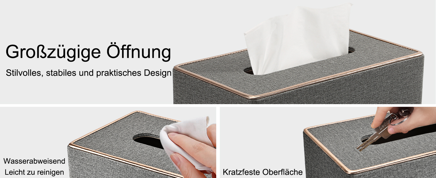 Скляниця для серветок Rarapop з PU-шкіри, сіра - органайзер для ванної, тумбочки, офісу