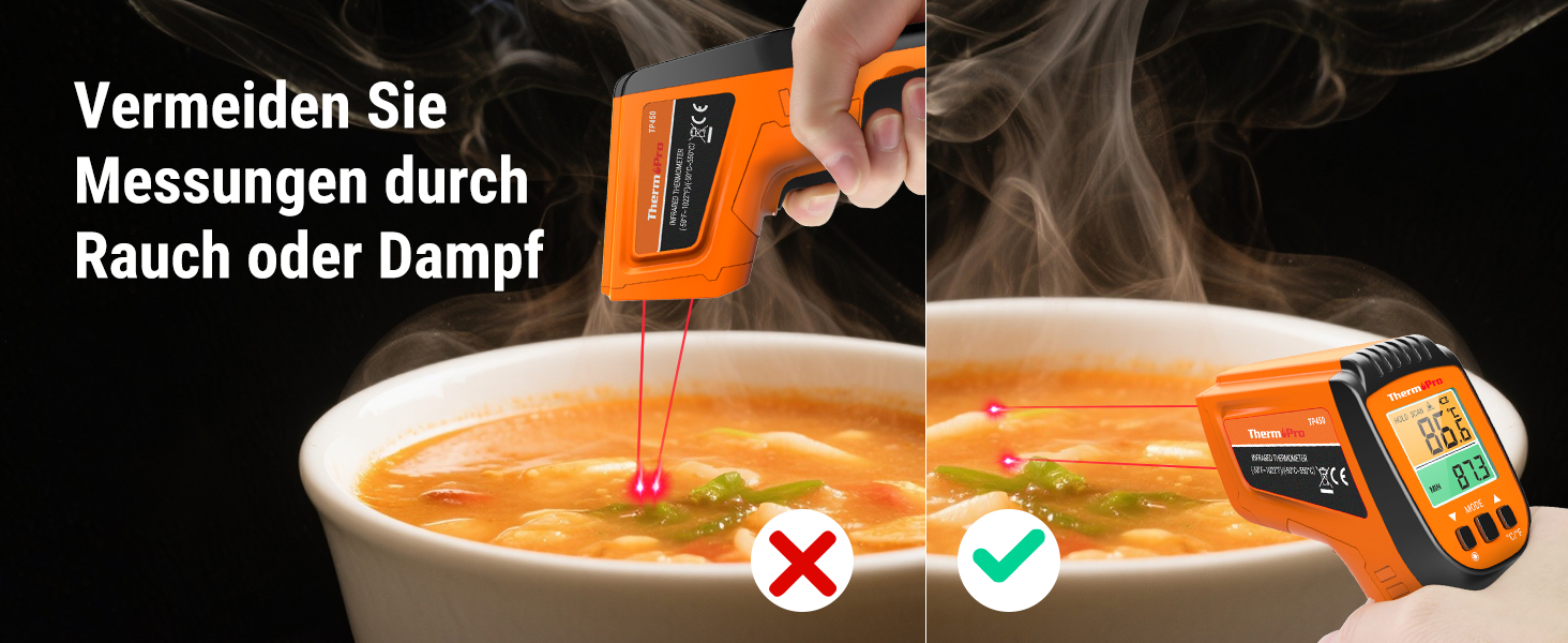 Інфрачервоний термометр ThermoPro TP30 з лазерним цільцем -50°C ~ 550°C, вимірювання MAX/MIN/AVG, для вимірювання температури поверхонь (не для вимірювання температури тіла)