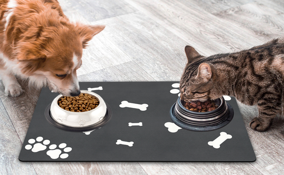 Килимок для тварин, супер вбирання, для собак та котів, з антиковзною гумовою основою, швидковисихаючий, пральний, 40 x 60 см, 2 пари наліпок з лапами, чорний