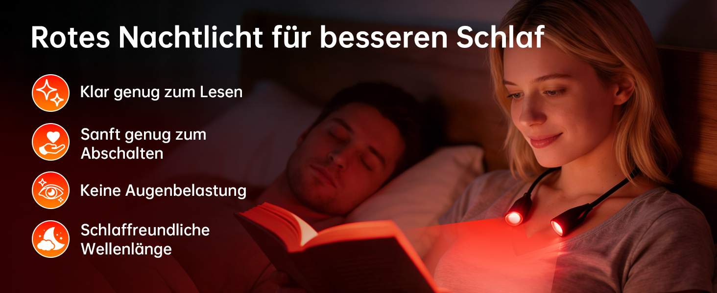 Світлодіодна лампа для читання з кліпсою 670 нм, з функцією пам'яті, димуванням та USB-зарядкою. Безсиній, портативний світильник для читання в ліжку, нашийний ліхтар