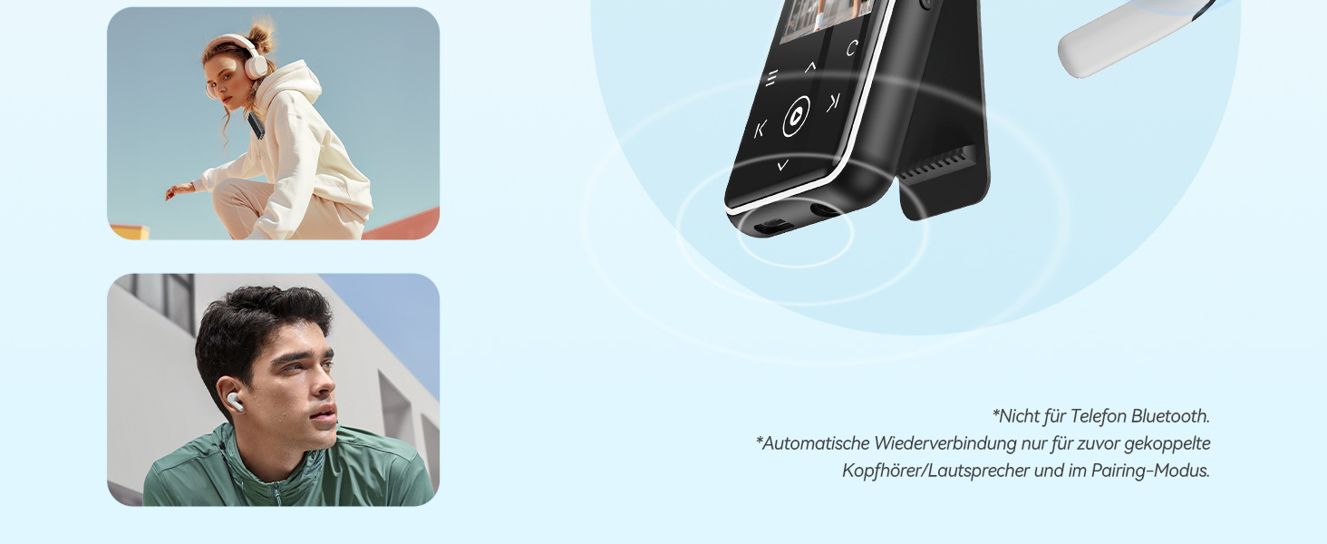 MP3 плеєр AGPTEK 64GB з кліпсою для спорту, Bluetooth 5.3, 1.8