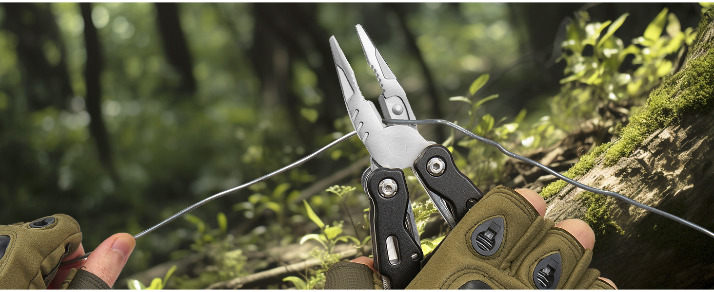 Morpilot Мультитул 25 в 1: багатофункціональний інструмент з нержавіючої сталі, 11 біт для шуруповерта, пліер, відкривачка для пляшок, карабін, з чохлом для кріплення до ременя