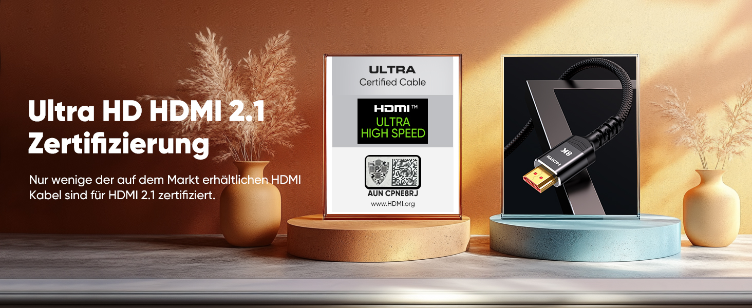 HDMI 2.1 кабель Highwings 3 метри: сертифікований, 8K/10K, 48Gbps, Ultra Highspeed, eARC, HDCP 2.2/2.3, DTS:X, HDR, сумісний з саундбаром, HDTV, монітором