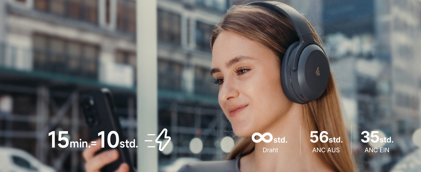 Edifier WH700NB Pro: Бездротові навушники з активним шумозаглушенням (-43dB), Hi-Res Audio, Bluetooth V5.4, AI-дзвінки, швидка зарядка, складні - Чорний