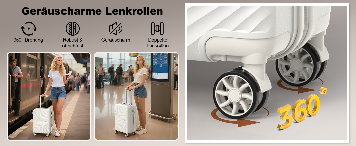 Набір валіз Joyway 6шт з TSA-замком, 4 колеса, зелений (білий), включає багатофункціональну сумку та кулькову сумку