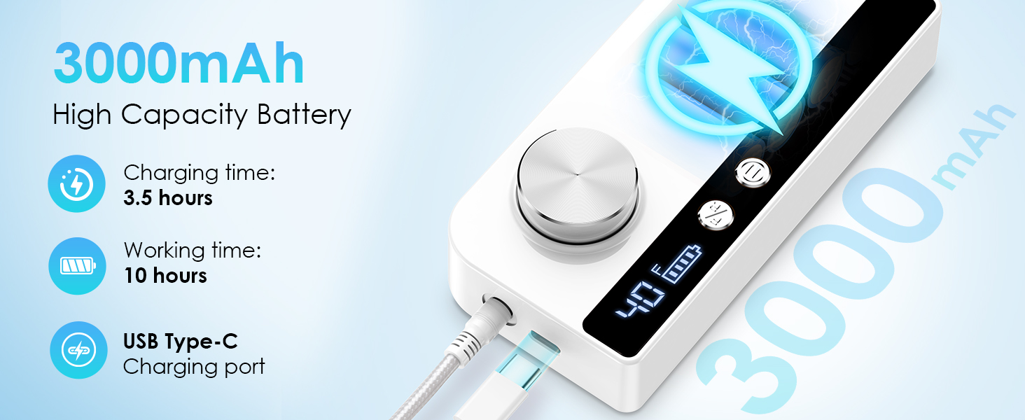 Електричний фрезер для нігтів з LCD дисплеєм, 40000 об/хв, 15 насадок, для манікюру та педикюру, F/R напрямок обертання, для салону та дому (білий)