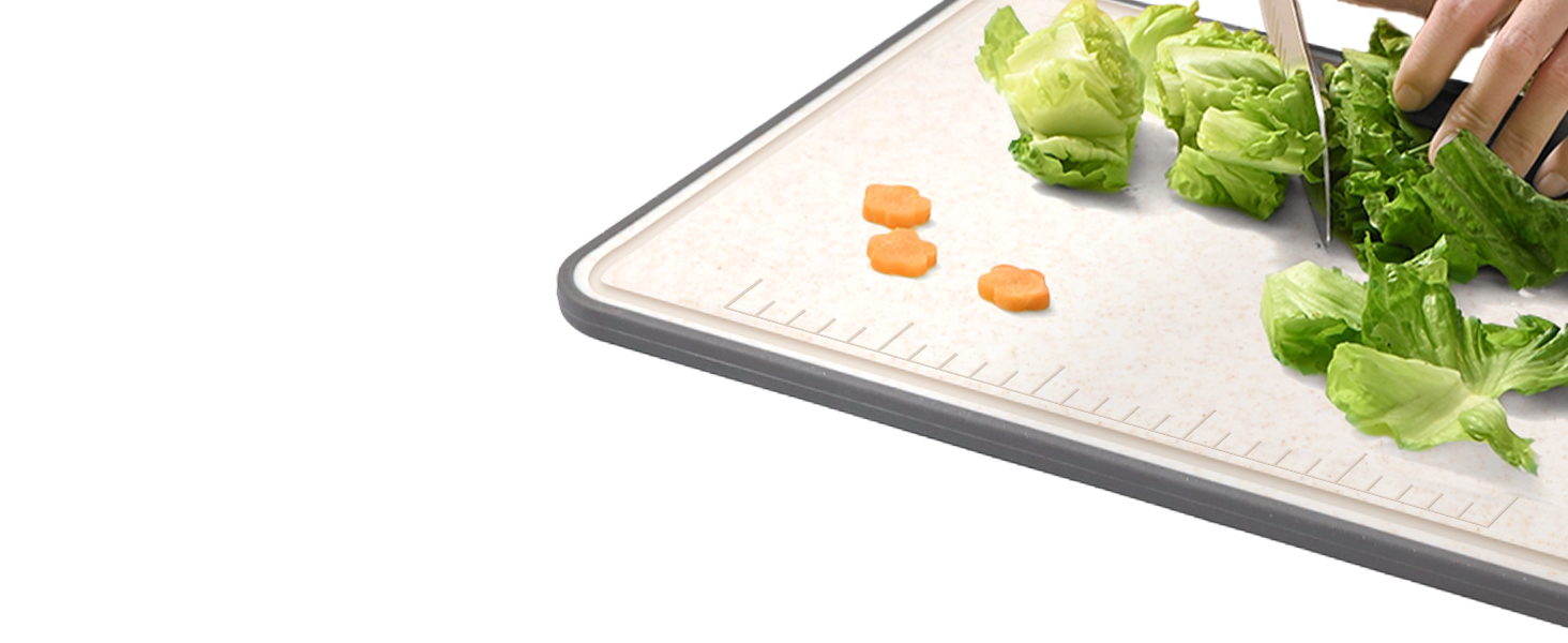 Ніжне велике обрізне дошка XIAPIA з нержавіючої сталі 304 та пластику з точилкою для ножів, 44x30x2,6 см, з соковидавом та лінійкою, антибактеріальне, без BPA