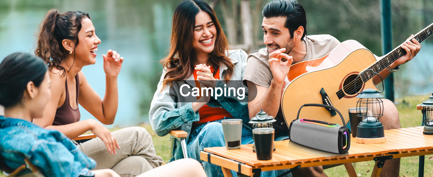 Портативна Bluetooth колонка з ручкою, 66 мм діаметр динаміка, BT5.3/24W/IP-X6 вологостійка, бездротова стерео колонка з RGB підсвічуванням, для дому/відкритих просторів/вечірок
