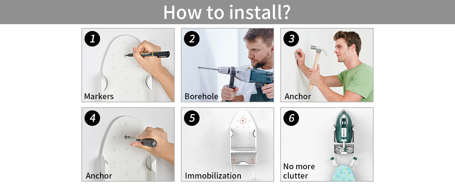 Підставка для праски Topyond на стіну, з гачками, стійка до нагрівання, для дому та готелів, аксесуар для електричного прасувального столу (біла)
