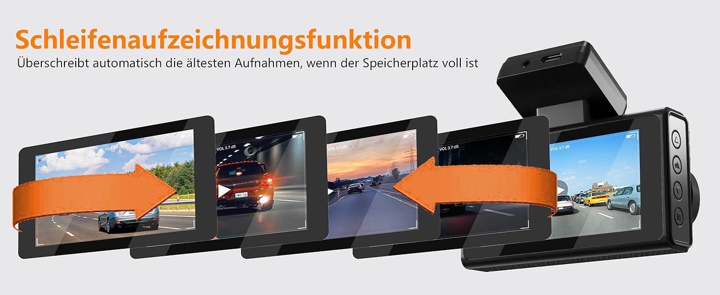 Відеореєстратор Antfutre Dashcam Auto Vorne Hinten 4K+1080P з GPS, WiFi, HDR, G-Sensor, 24/7 Parküberwachung, Loop-Aufnahme MXC-857-64GB