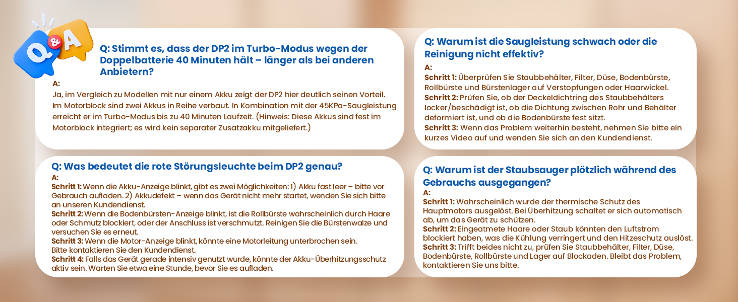 Бездротовий акумуляторний пилосос DP2 з подвійним акумулятором, 45KPa, 60 хвилин роботи, 500W, LED-дисплей, телескопічна труба, вертикальне зберігання, світло GreenEye, ідеальний для шерсті тварин/килимів/твердих підлог, золотий