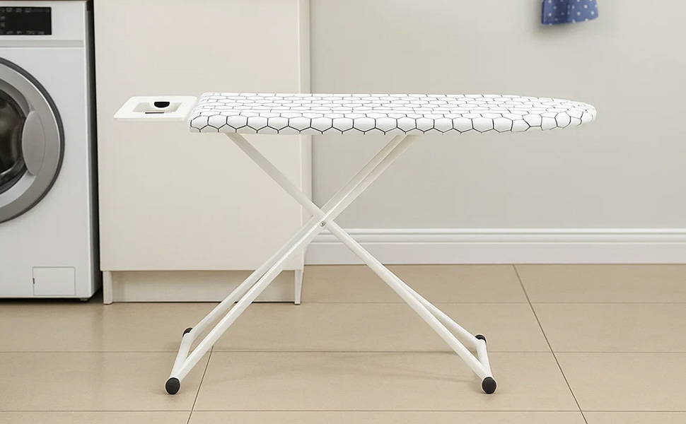 Відкидне прасувальне решітка AllRight з металевою сіткою, 7-позиційний регульований, 108.5/75 x 31 см, з антиковзними ніжками, для парогенераторів, зелений (біло-зелене в клітинку)