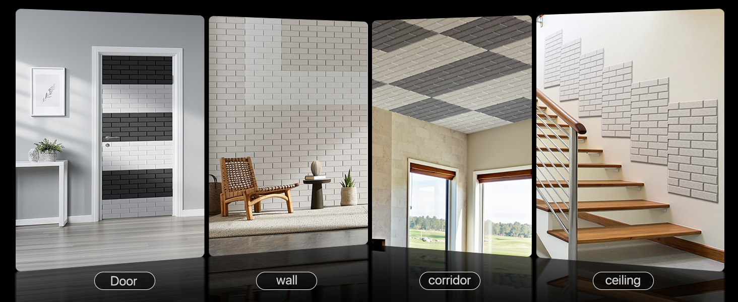 Самоклеючі акустичні панелі для шумоізоляції стін, звукопоглинаючі плити цегляного типу, 30x30x0.9 см, чорні, 12 шт (4 кг)