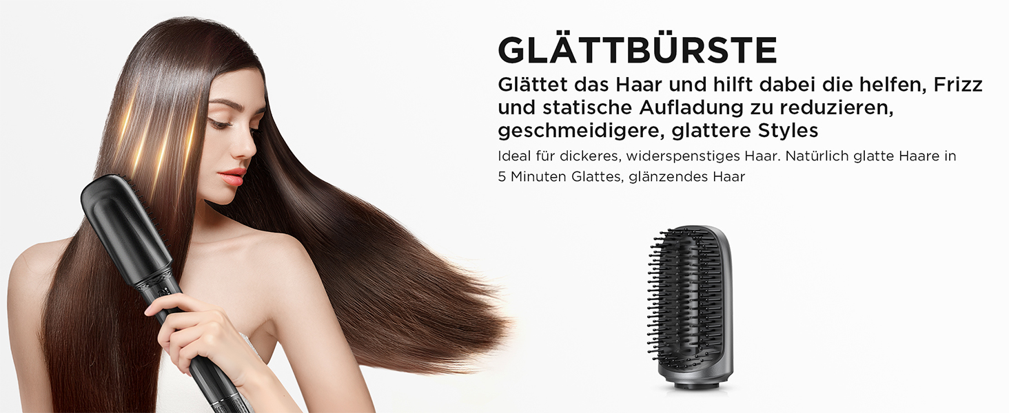 Айрстайлер 5 в 1: Іонний фен, плойка, щітка для об'єму, випрямляч, щітка-випрямляч. Швидке сушіння, об'єм, гладкість та блиск. Gunmetal