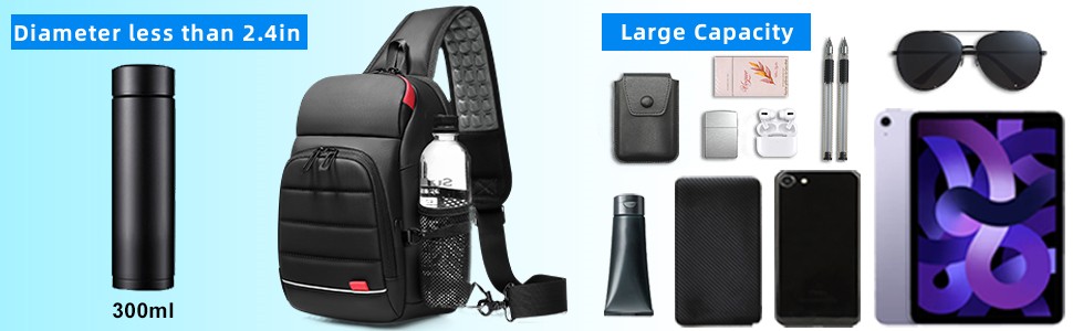 Чоловіча сумка-слінг Crossbody з USB-портом, водонепроникна нагрудна сумка для планшета 9.7