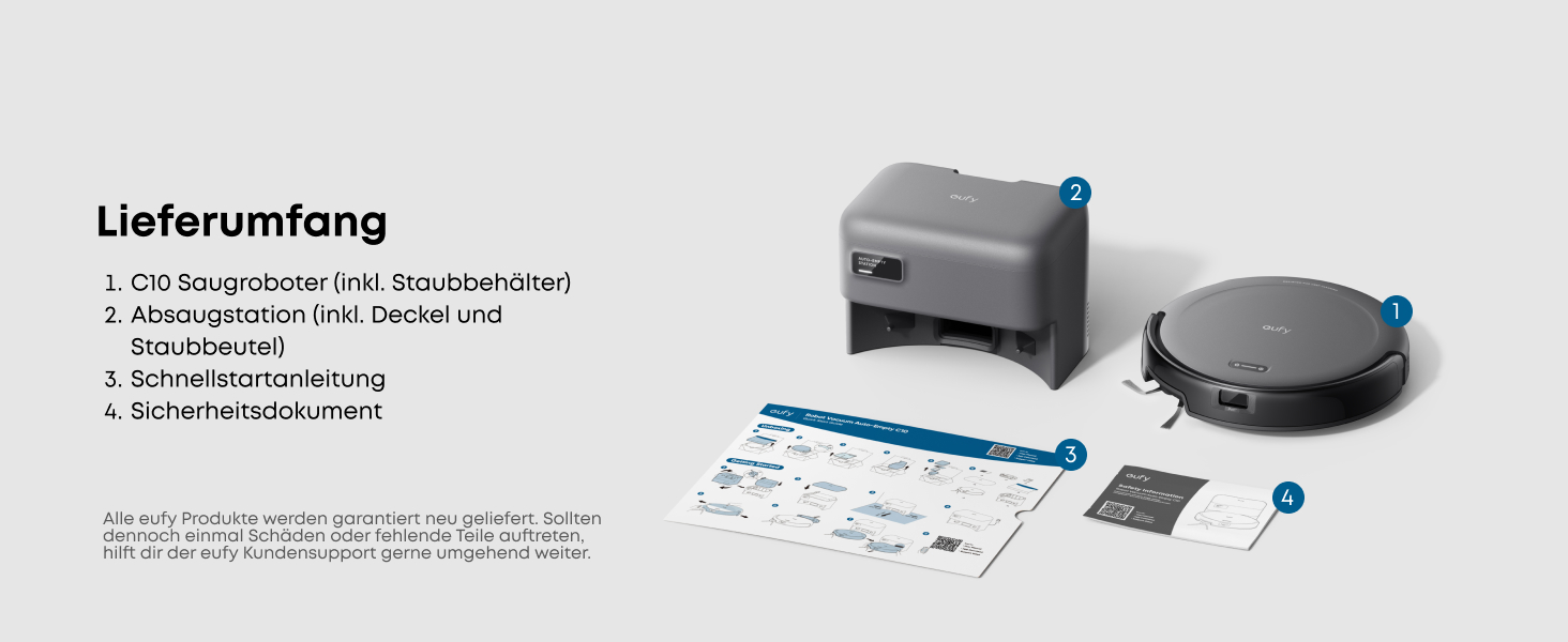 Робот-пилосос eufy C10 з автоматичною станцією самоочищення, ультратонкий 7,3 см, очищення килимів, бічна щітка для кутів, точкова лазерна та інфрачервона навігація