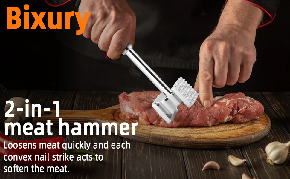 Fleischhammer Bixury 27 см з нержавіючої сталі, двосторонній молоток для м'яса, для приготування шніцелів, котлет, стейків