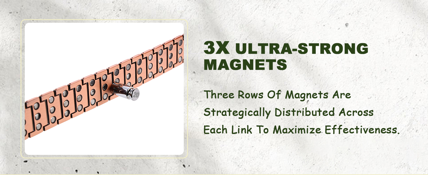 Браслет на руку чоловічий MagEnergy з міді - з 3 потужними магнітами, регульована довжина, інструмент для регулювання розміру