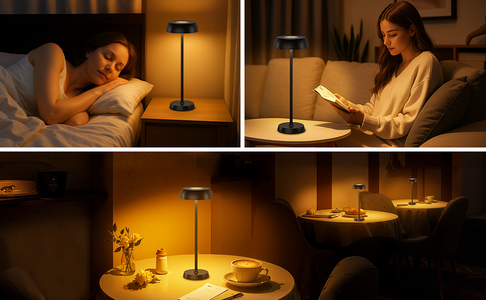 Світлодіодна настільна лампа бездротова з регулюванням яскравості, сенсорним керуванням, 4 режими освітлення, акумуляторна, для спальні, домашнього офісу, кемпінгу - 1 шт.