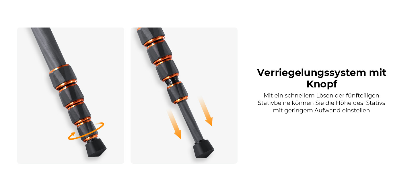 Штатив K&F Concept 172см з вуглецевого волокна, D255C4(SA255C1) - компактний штатив для камери/телефону, легкий трипод з функцією монопода, 1/4” гвинт, туристичний штатив з кульковою головкою 360° для DSLR, до 10кг