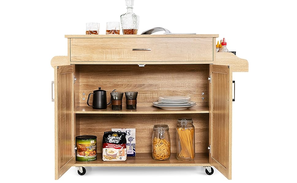 Кухонний візок Giantex на колесах з робочою поверхнею, білий, 116 x 40 x 85 см