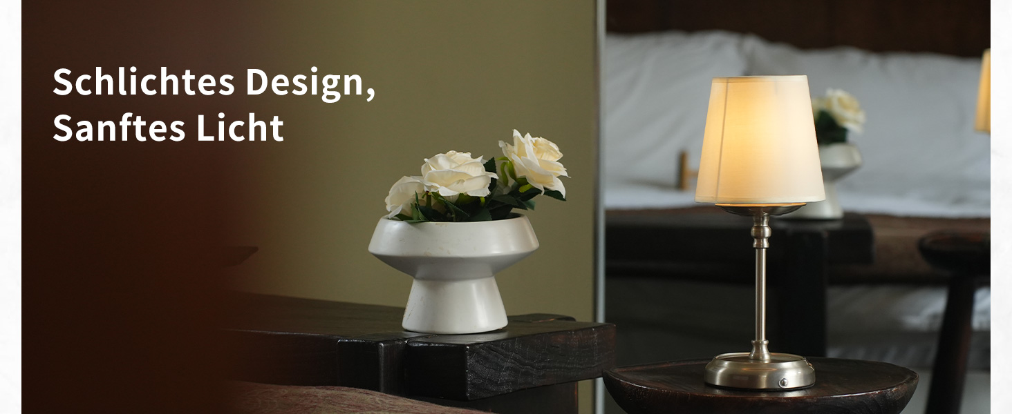 Нічник бездротовий акумуляторний Wiederaufladbare для вітальні, спальні, їдальні - Gold (з лампочкою, димування, сенсорне управління, 5200 mAh)