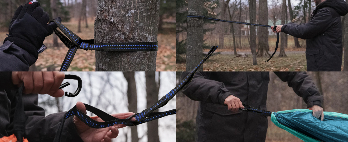 Гамак подвійний для кемпінгу 300x200 см, нейлон, синій, вантажопідйомність 300 кг