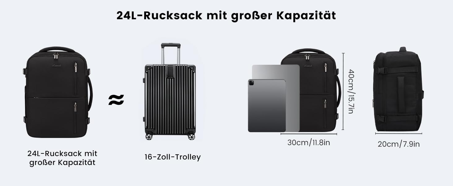 Рюкзак LOVEVOOK для жінок, ручна поклажа, 40x30x20 см, 24л, для ноутбука 14 дюймів, для подорожей, бізнес-рюкзак, бежевий