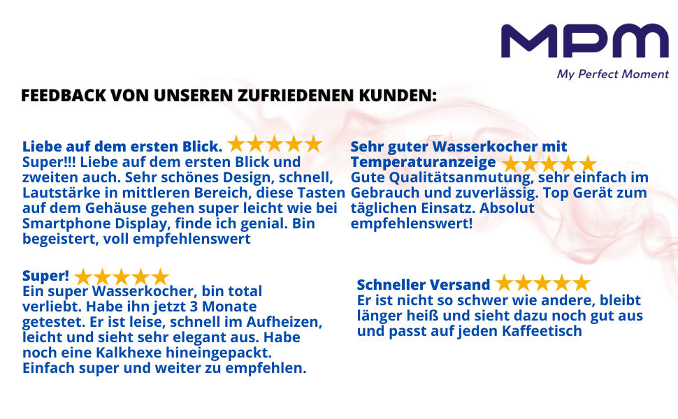 Електричний чайник MPM MCZ-120 1,5L з подвійними стінками, регулюванням температури 40–100°C, нержавіюча сталь, 2200W, тихий, швидкий, сенсорне управління, легкий, елегантний, білий