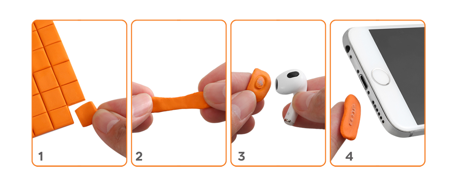 Набір для чищення AirPods, смартфона, камери та іншого: комплект для iPhone, клейка маса, очищувач для роз'ємів, мікрофібра, USB-C