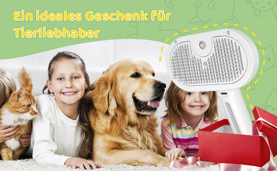 Щітка для котів та собак з парою, професійна для догляду за шерстю, біла