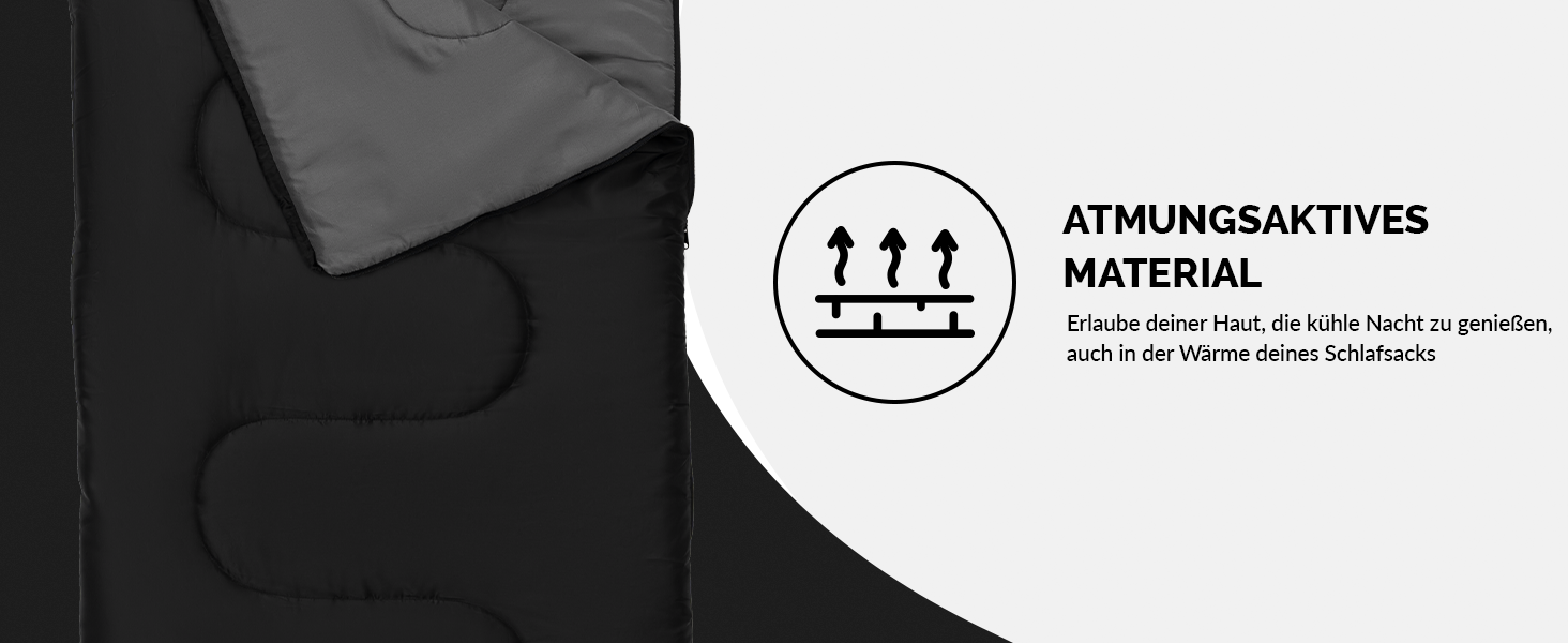 Montaray® Hooded Sleeping Bag -3°C - Outdoor Winter & Summer Sleeping Bag for Men & Women - 3-4 Season, 75x220cm, Hut Sleeping Bag, Black, 280GSM