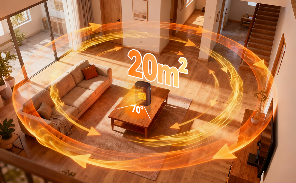 Електричний обігрівач 1500W з осциляцією, захистом від перегріву та перекидання - тихий, швидкий, для дому та офісу