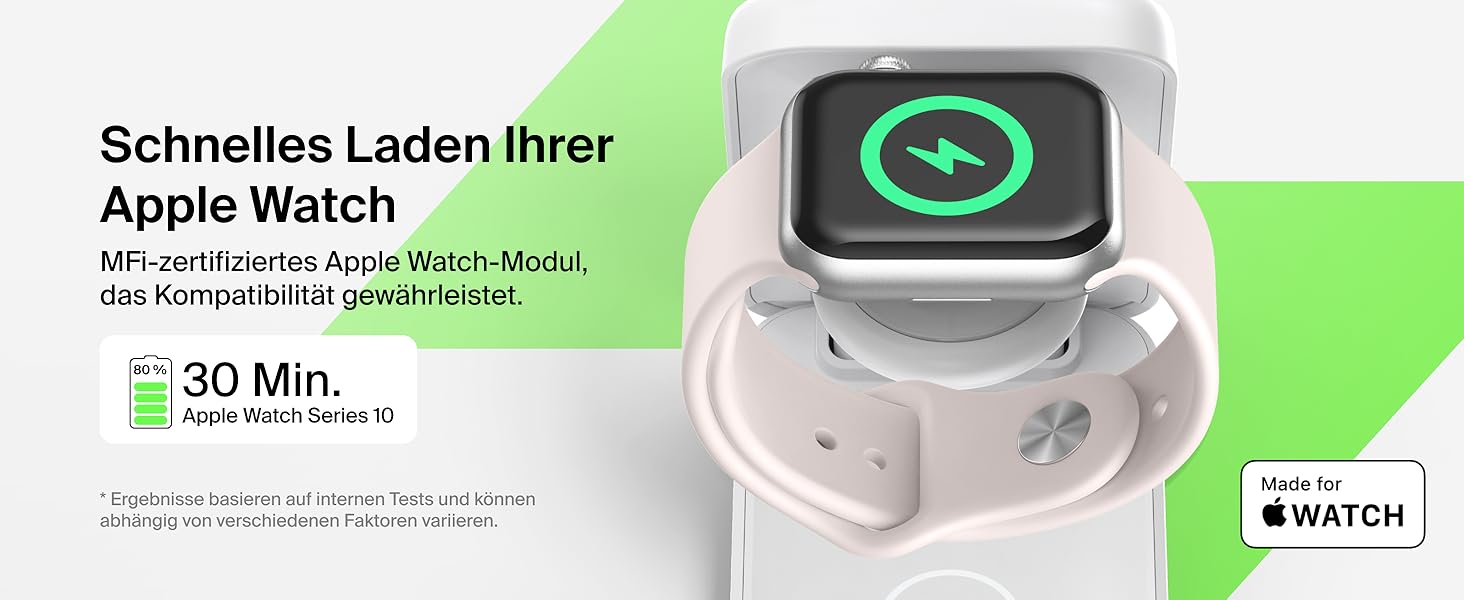 Зарядна станція Belkin UltraCharge 3 в 1 з Qi2.2, 25W, сумісна з MagSafe, для iPhone, Apple Watch, AirPods, Pixel, з адаптером 45W