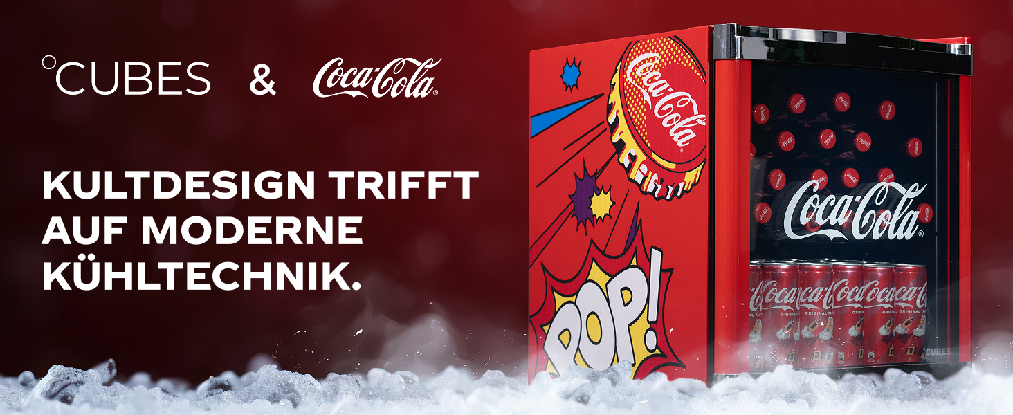 Холодильник Coca-Cola PopArt Mini (48L) - Кольоровий міні-холодильник з дверцятами зі скла, тихий та енергоефективний. Ідеально для офісу, вечірок та геймінгу. Для напоїв.