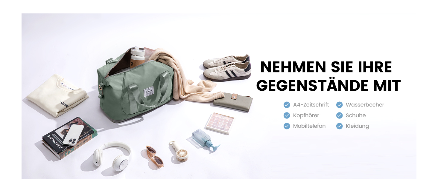 LOVEVOOK Сумка ручної поклажі Ryanair, 40x30x20 см, розширювана, для подорожей літаком, зелена