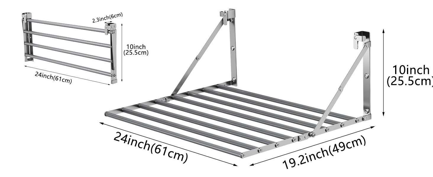 Настінна сушарка для білизни Innotic - розкладний, вологостійкий, сірий, 60 см