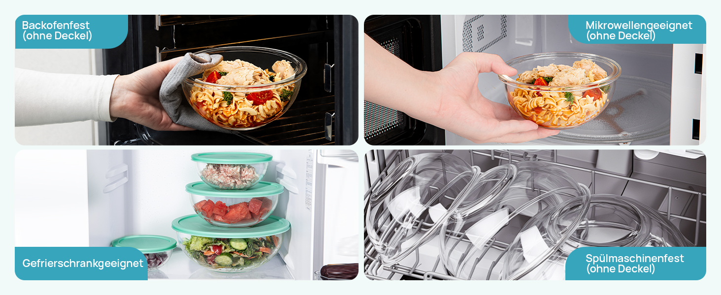 Набір контейнерів для їжі Vtopmart (15 шт.) з кришкою, скляні, для зберігання, мікрохвильова піч, морозильник, посудомийна машина