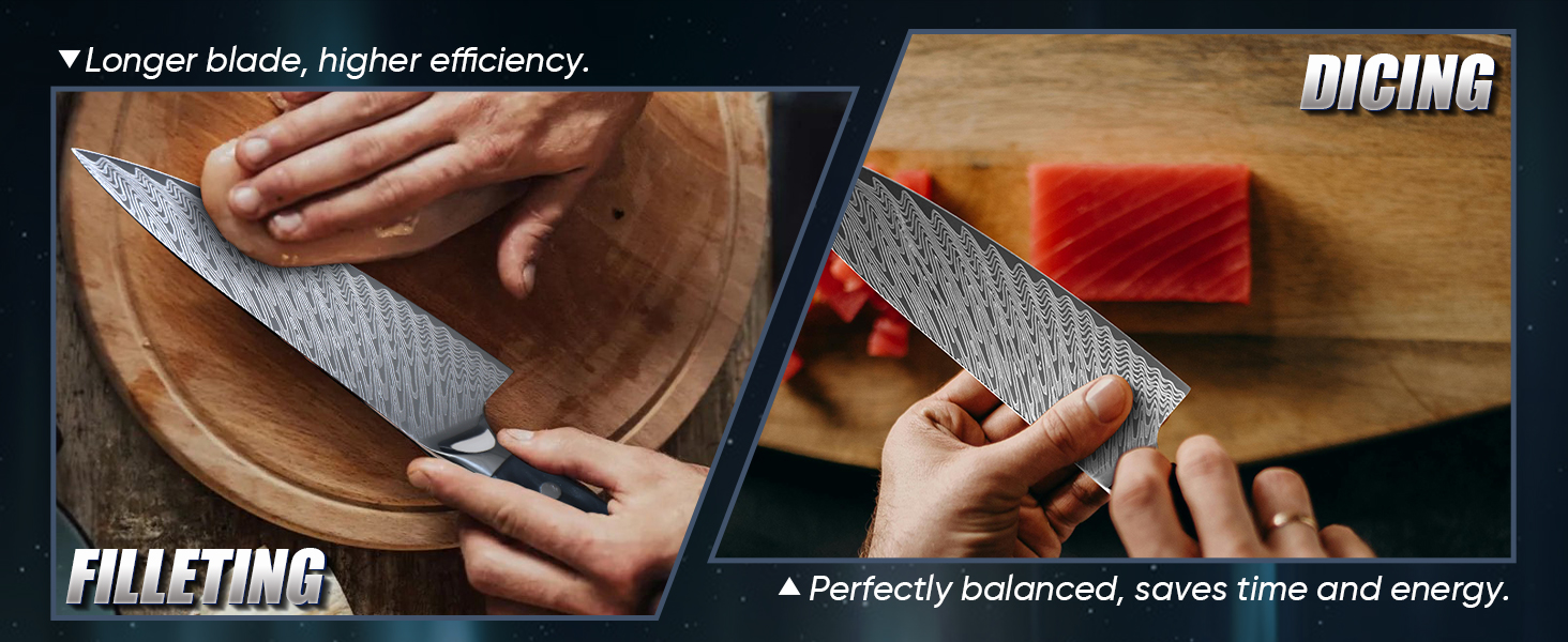 Професійний кухонний ніж Dragon Riot з ручкою з епоксидної смоли, гострі кухонні ножі шеф-кухаря з піхвою (кухонний ніж)