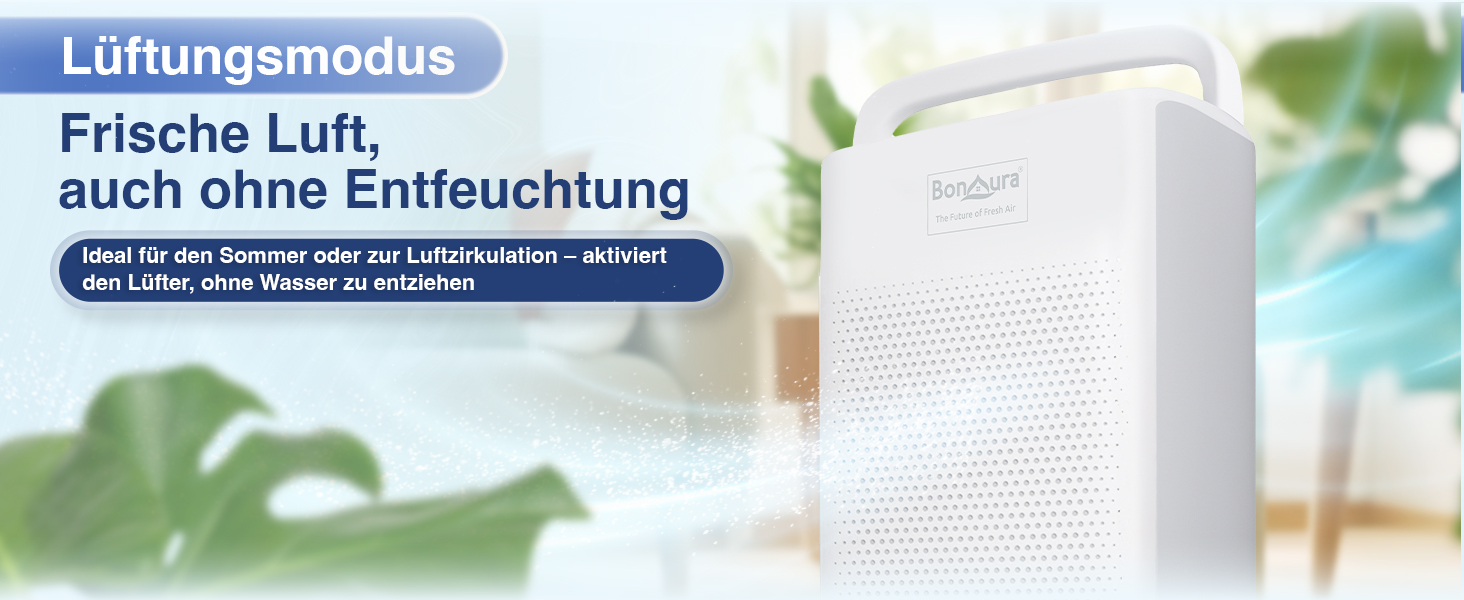 Електричний осушувач повітря BonAura® 10L з LED дисплеєм, таймером та авто-режимом - для підвалів та приміщень до 40м³ - допомога від плісняви