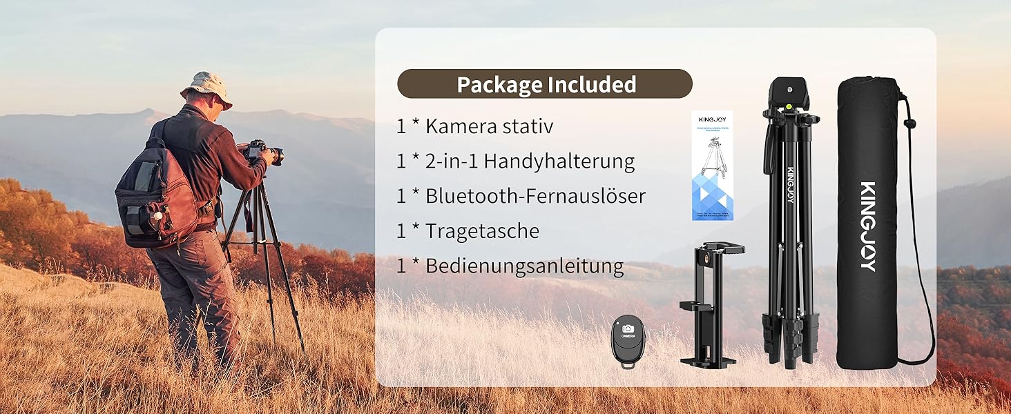 KINGJOY Штатив для камери та смартфона, 180см, з пусковим заходом, для Canon, Nikon, Action Camera, з тримачем для планшету