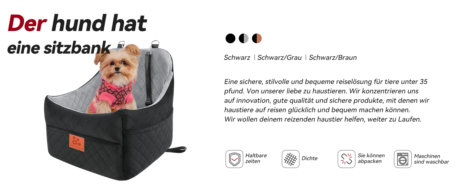 Автокрісло для собак GL GLENSLAVE: комфортне та безпечне автокрісло для маленьких та середніх собак (до 16 кг), чорний/коричневий колір, знімний та миючий чохол