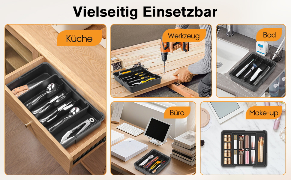 Органайзер для столових приборів розширюваний, для шухляд, 4-7 секцій - ідеальне зберігання в кухні